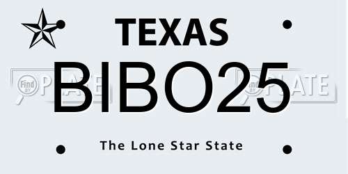 BIBO25 Texas License Plate