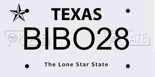 BIBO28 Texas License Plate