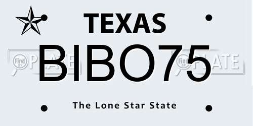 BIBO75 Texas License Plate