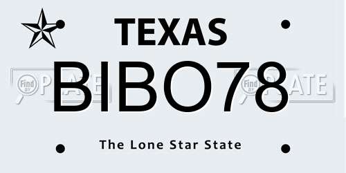 BIBO78 Texas License Plate