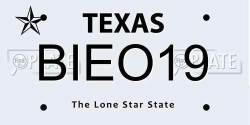 BIEO19 Texas License Plate