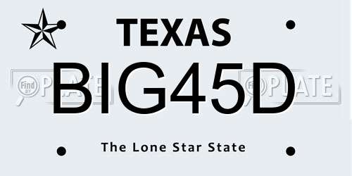 BIG45D Texas License Plate