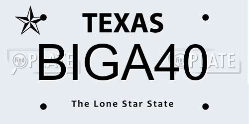 BIGA40 Texas License Plate