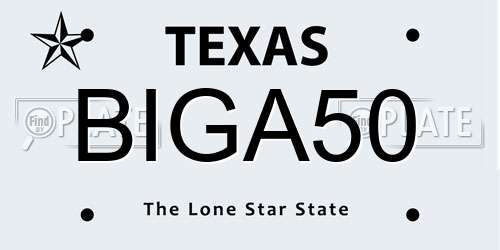 BIGA50 Texas License Plate