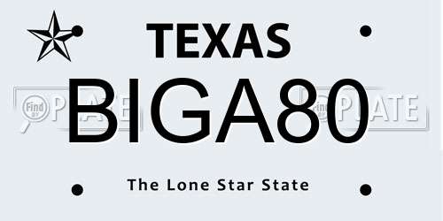 BIGA80 Texas License Plate