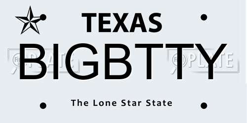 BIGBTTY Texas License Plate