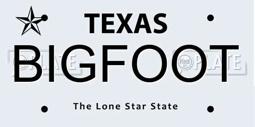 BIGFOOT Texas License Plate