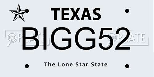 BIGG52 Texas License Plate