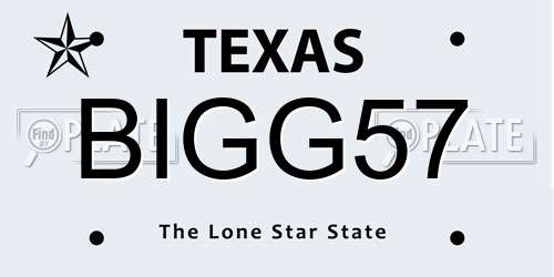 BIGG57 Texas License Plate