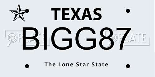 BIGG87 Texas License Plate