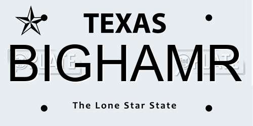 BIGHAMR Texas License Plate