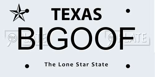 BIGOOF Texas License Plate