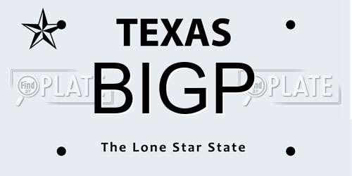 BIGP Texas License Plate