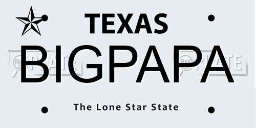 BIGPAPA Texas License Plate