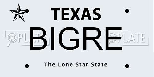 BIGRE Texas License Plate