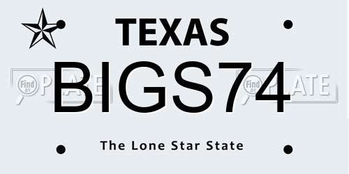 BIGS74 Texas License Plate