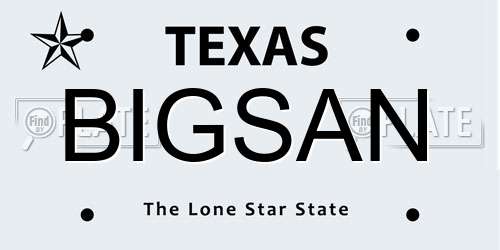 BIGSAN Texas License Plate