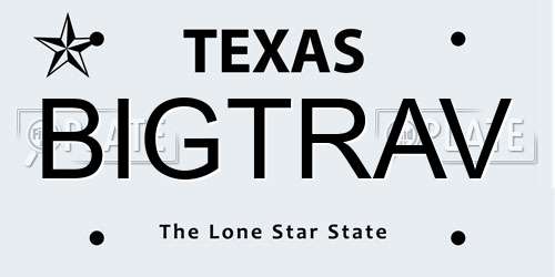 BIGTRAV Texas License Plate