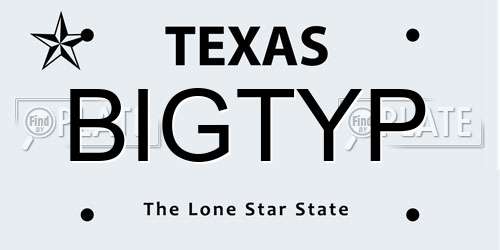 BIGTYP Texas License Plate