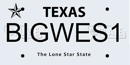 BIGWES1 Texas License Plate