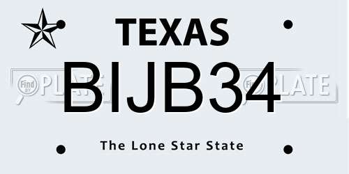 BIJB34 Texas License Plate