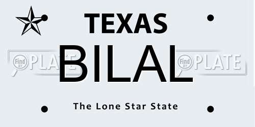BILAL Texas License Plate