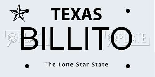 BILLITO Texas License Plate
