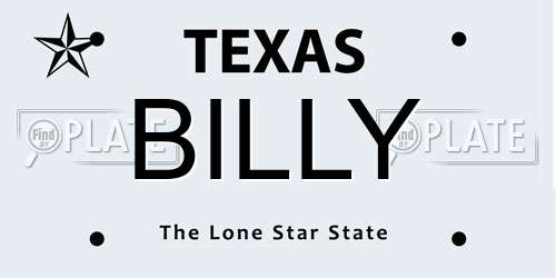 BILLY Texas License Plate