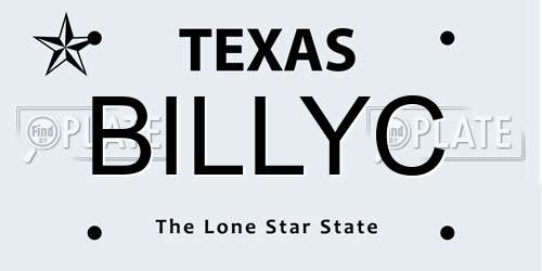 BILLYC Texas License Plate