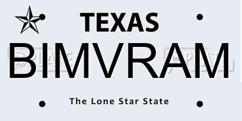 BIMVRAM Texas License Plate