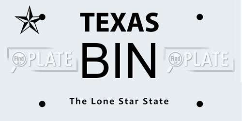 BIN Texas License Plate