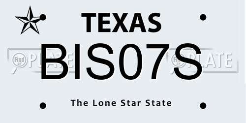 BIS07S Texas License Plate