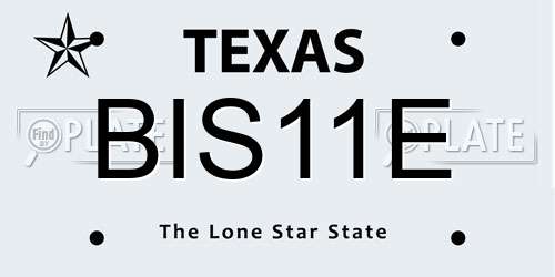 BIS11E Texas License Plate