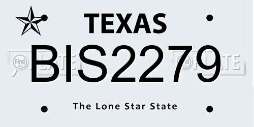 BIS2279 Texas License Plate