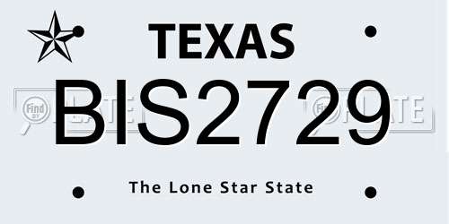 BIS2729 Texas License Plate