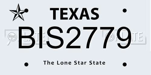 BIS2779 Texas License Plate