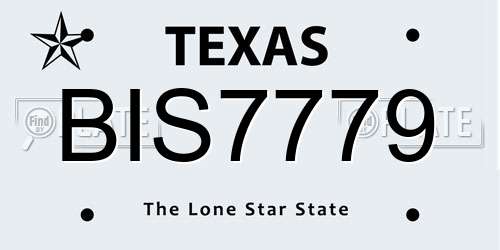 BIS7779 Texas License Plate