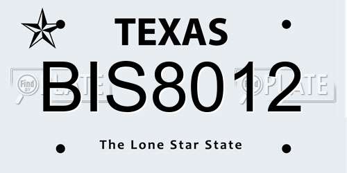 BIS8012 Texas License Plate