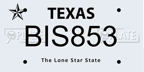 BIS853 Texas License Plate