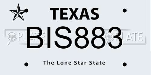 BIS883 Texas License Plate