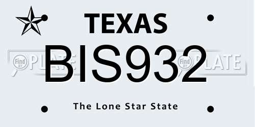 BIS932 Texas License Plate