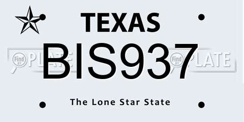 BIS937 Texas License Plate