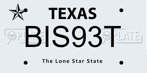BIS93T Texas License Plate