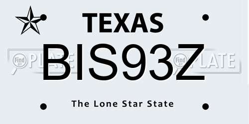 BIS93Z Texas License Plate