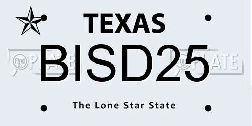 BISD25 Texas License Plate
