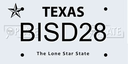BISD28 Texas License Plate