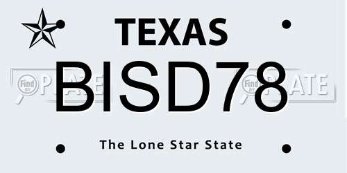 BISD78 Texas License Plate