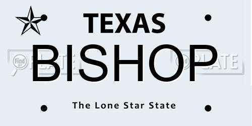 BISHOP Texas License Plate