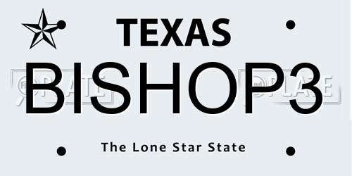 BISHOP3 Texas License Plate