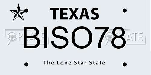 BISO78 Texas License Plate